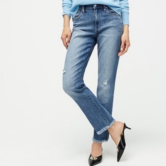 J.Crew Slim Frayed Hem Distressed Jeans - Picture 1 of 8